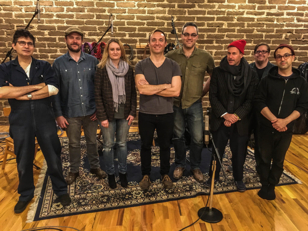 Chris, the Spektral Quartet and Kenneth (in the red hat) at Steve Albini's (left) Electric Audio studios.